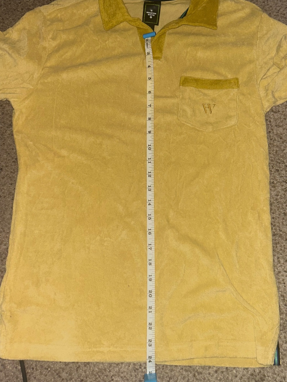 Houston White x Target Terry Cloth Polo Shirt Mustard Yellow Size Small - Picture 7 of 7